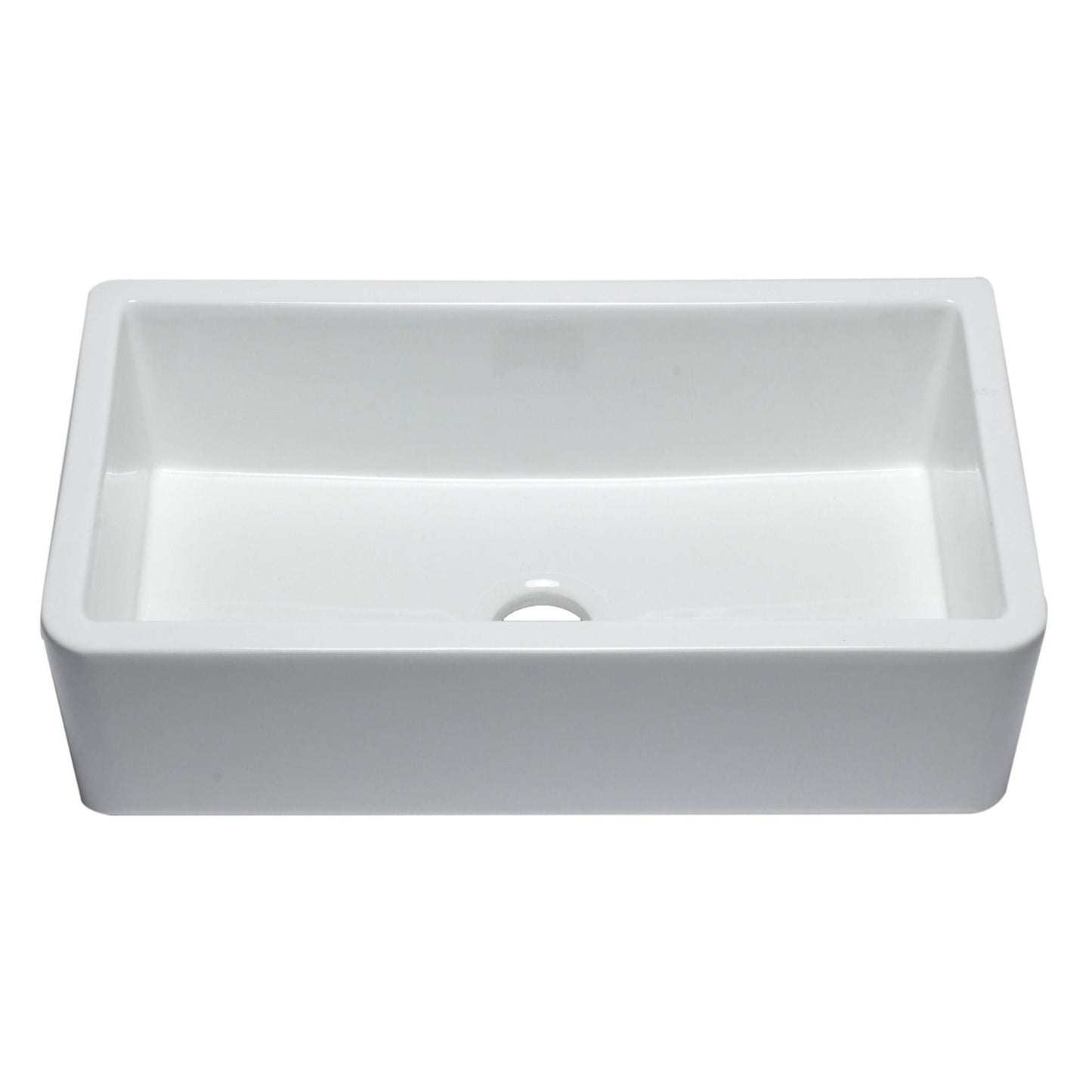 ALFI Brand AB3318SB-W 33" White Smooth Apron Solid Thick Wall Fireclay Single Bowl Farm Sink