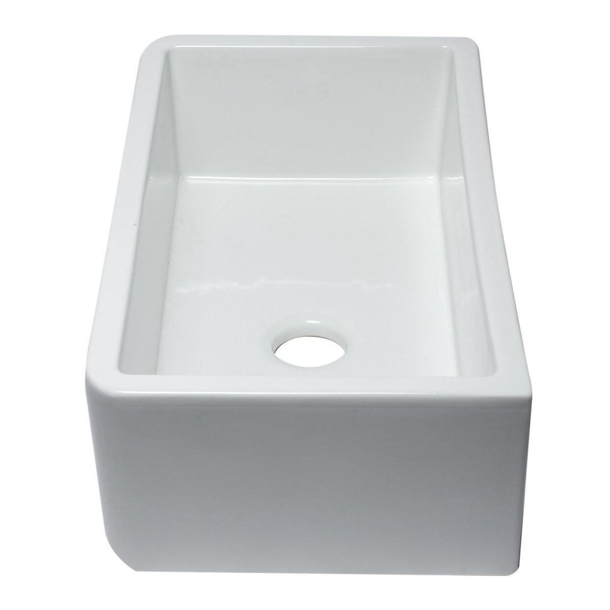 ALFI Brand AB3318SB-W 33" White Smooth Apron Solid Thick Wall Fireclay Single Bowl Farm Sink