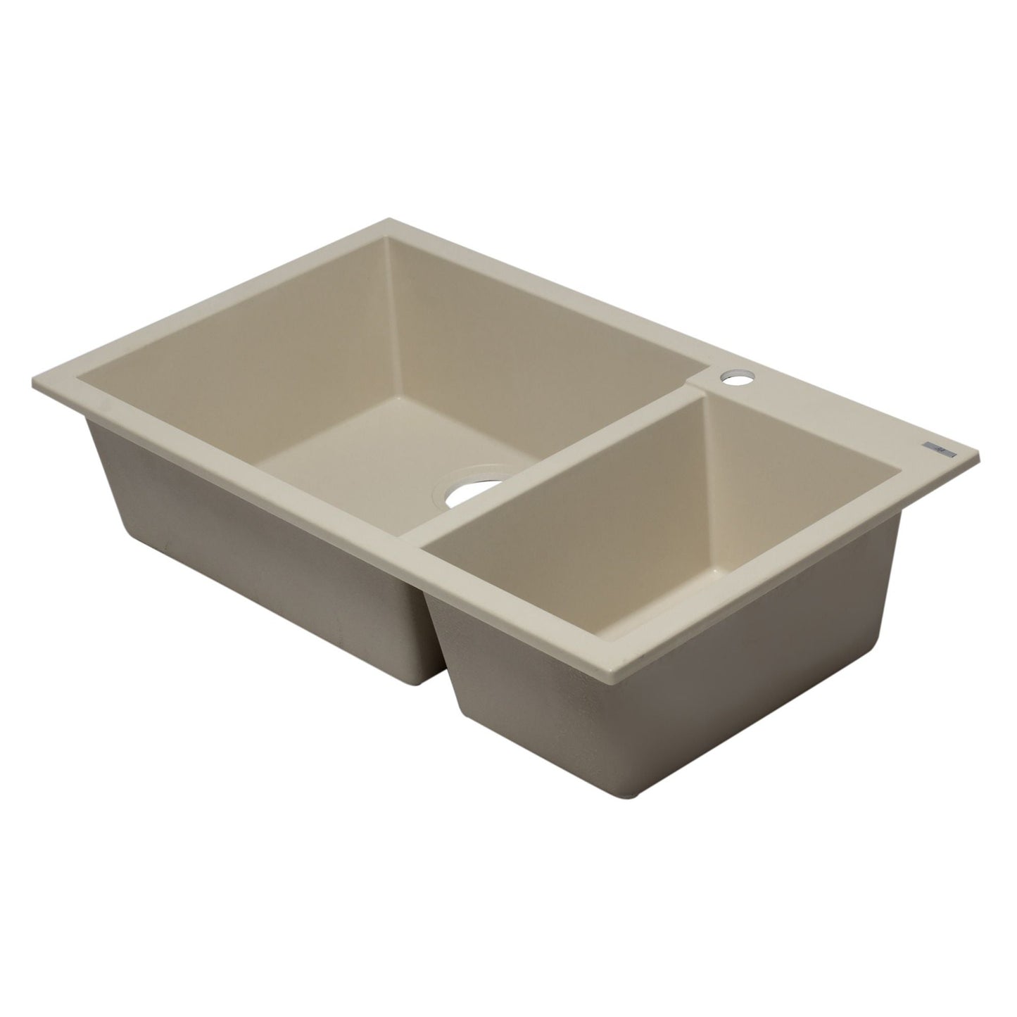 ALFI Brand AB3319DI-B Biscuit 34" Double Bowl Drop In Granite Composite Kitchen Sink