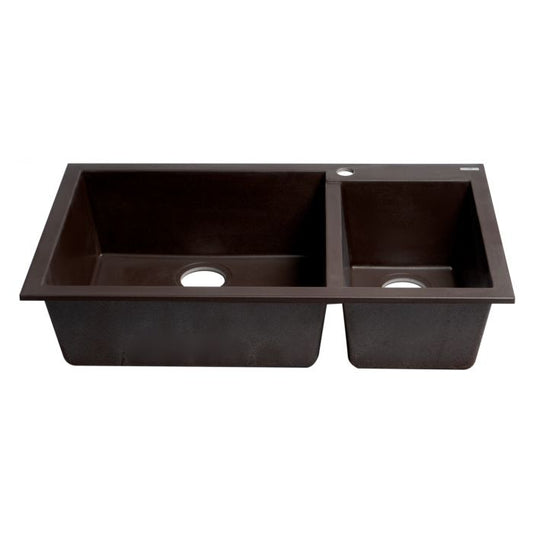 ALFI Brand AB3319DI-C Chocolate 34" Double Bowl Drop In Granite Composite Kitchen Sink