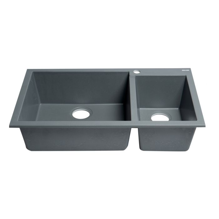 ALFI Brand AB3319DI-T Titanium 34" Double Bowl Drop In Granite Composite Kitchen Sink