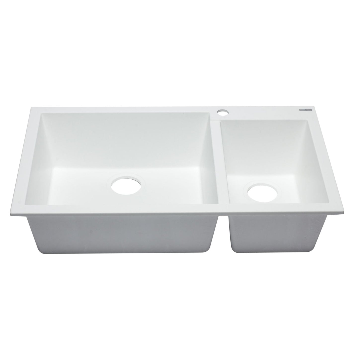 ALFI Brand AB3319DI-W White 34" Double Bowl Drop In Granite Composite Kitchen Sink