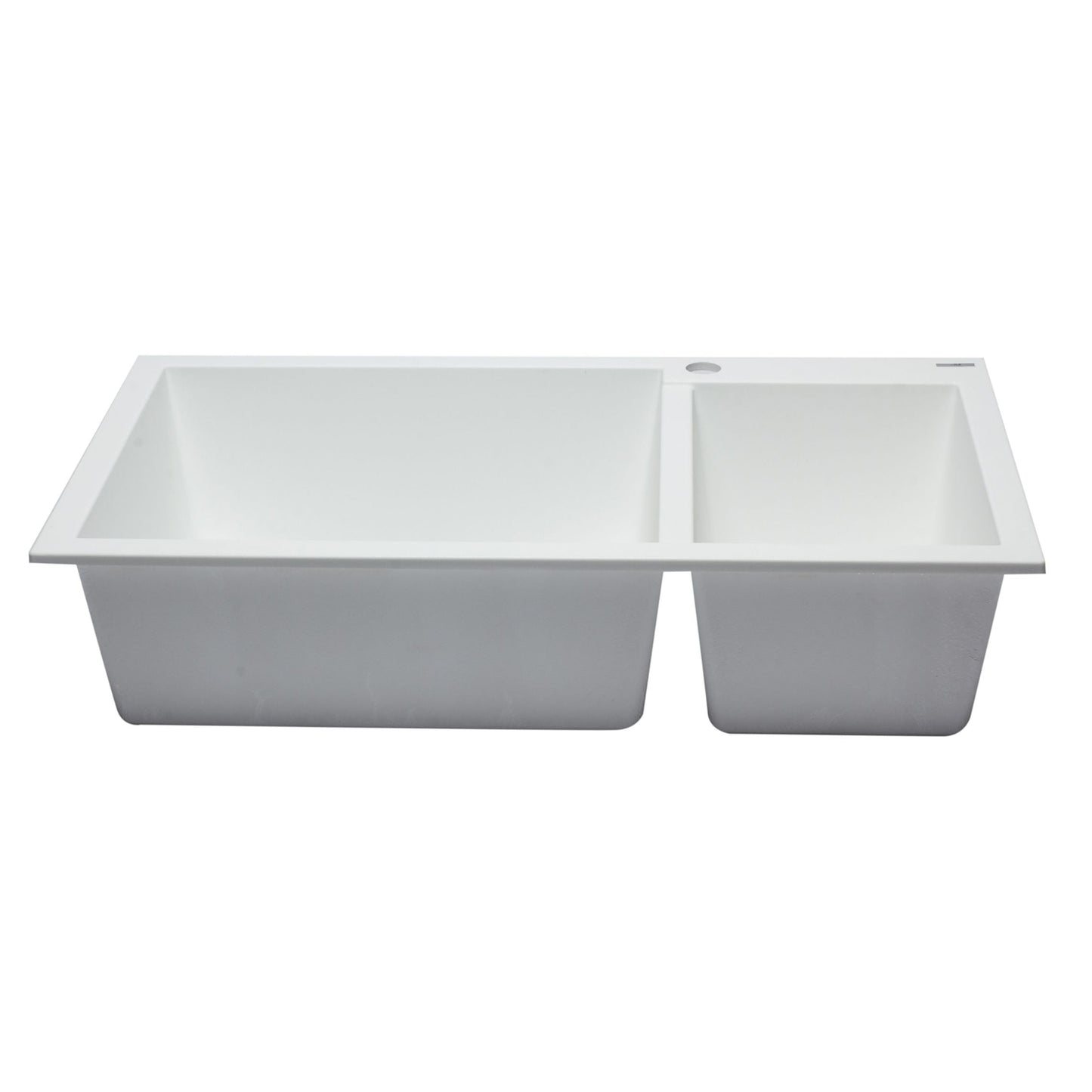 ALFI Brand AB3319DI-W White 34" Double Bowl Drop In Granite Composite Kitchen Sink