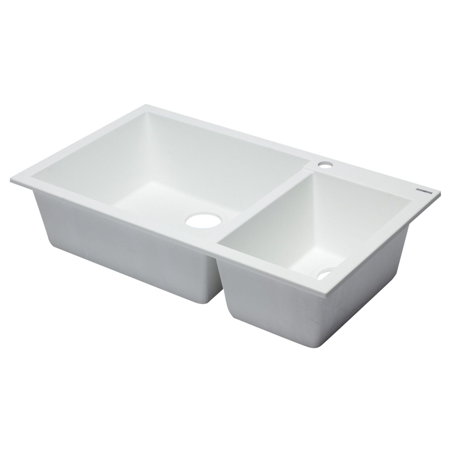 ALFI Brand AB3319DI-W White 34" Double Bowl Drop In Granite Composite Kitchen Sink