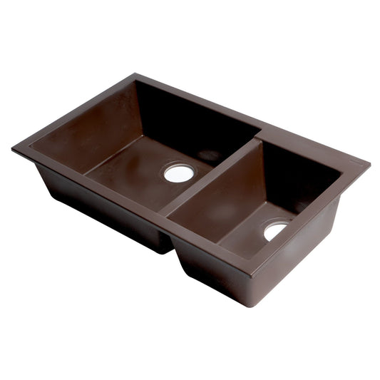 ALFI Brand AB3319UM-C Chocolate 34" Double Bowl Undermount Granite Composite Kitchen Sink