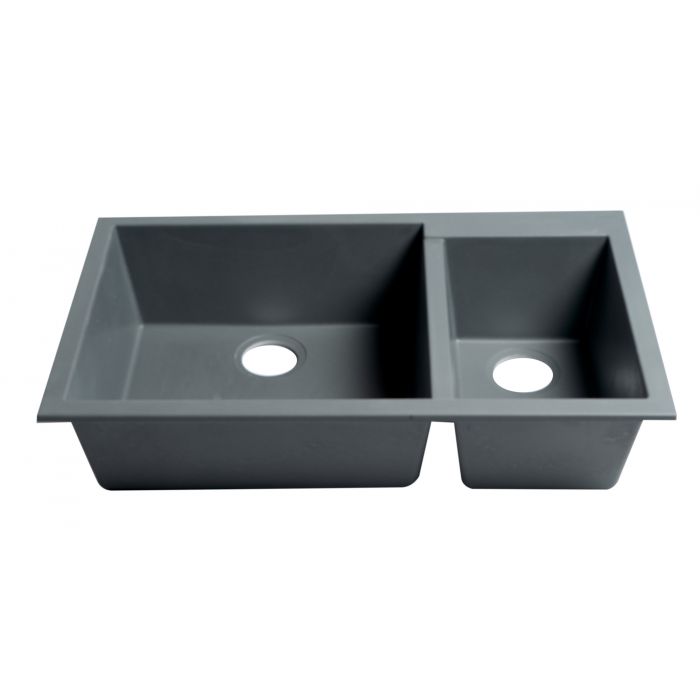 ALFI Brand AB3319UM-T Titanium 34" Double Bowl Undermount Granite Composite Kitchen Sink