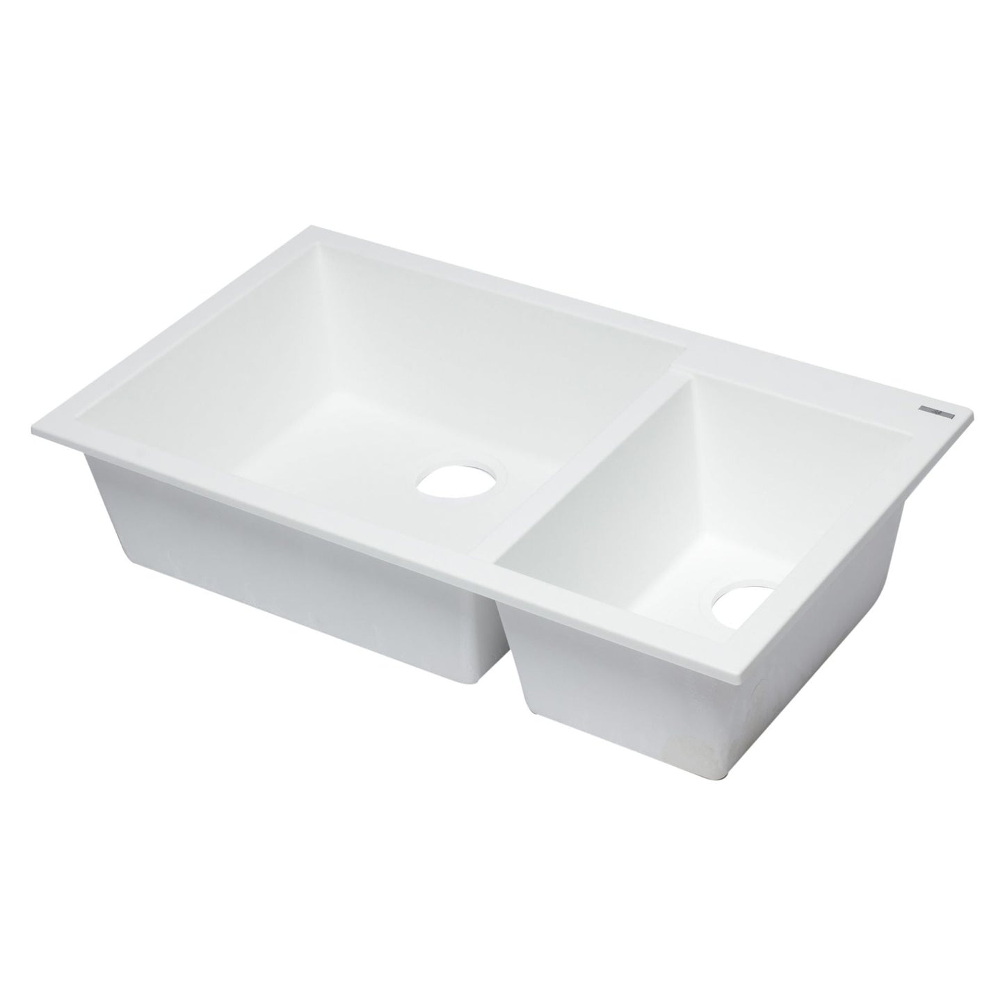ALFI Brand AB3319UM-W White 34" Double Bowl Undermount Granite Composite Kitchen Sink