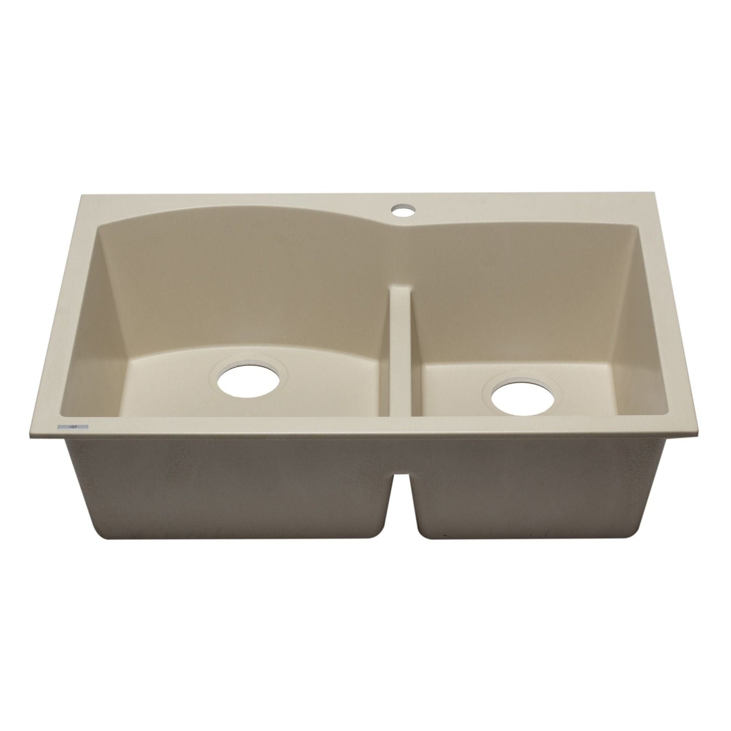 ALFI Brand AB3320DI-B Biscuit 33" Double Bowl Drop In Granite Composite Kitchen Sink