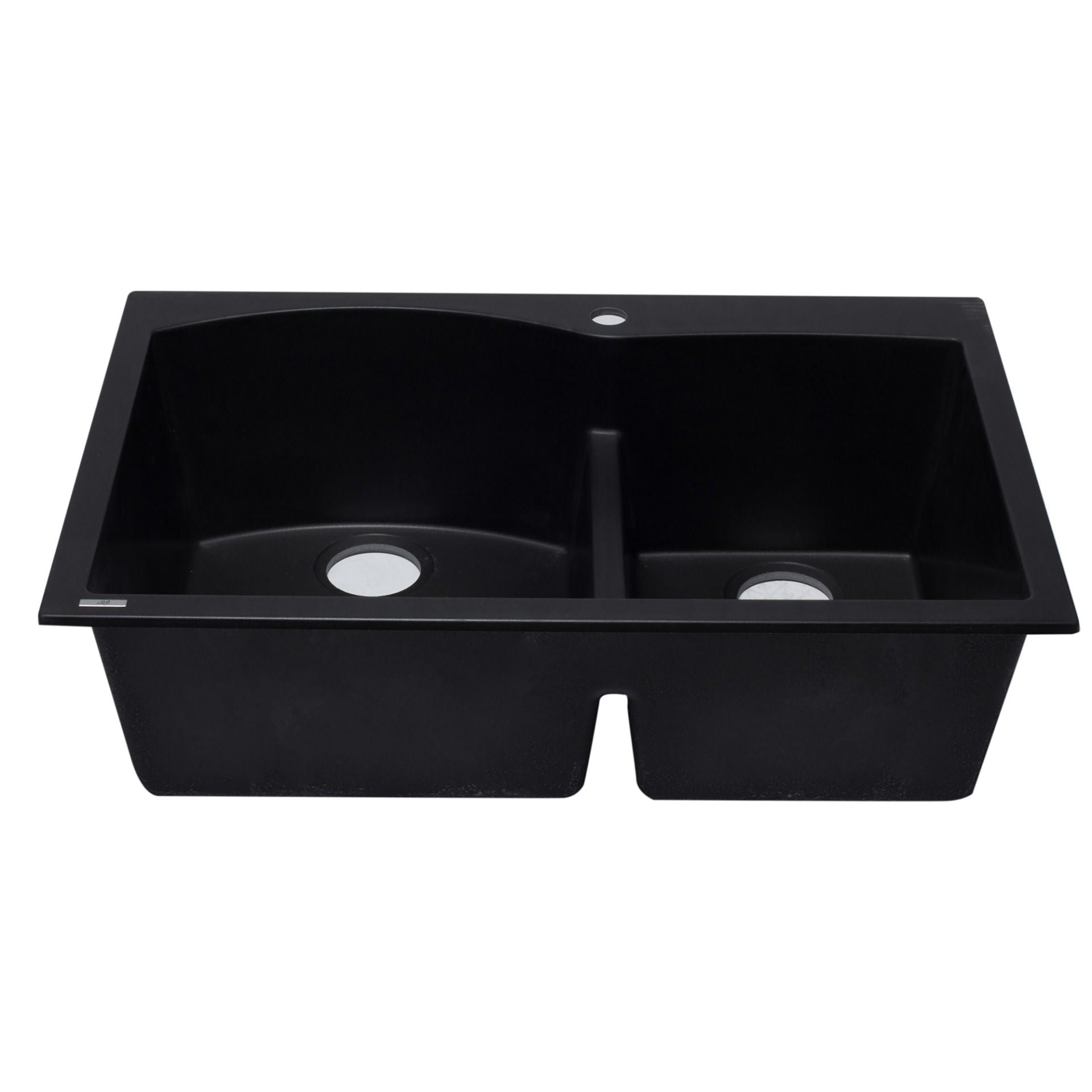 ALFI Brand AB3320DI-BLA Black 33" Double Bowl Drop In Granite Composite Kitchen Sink