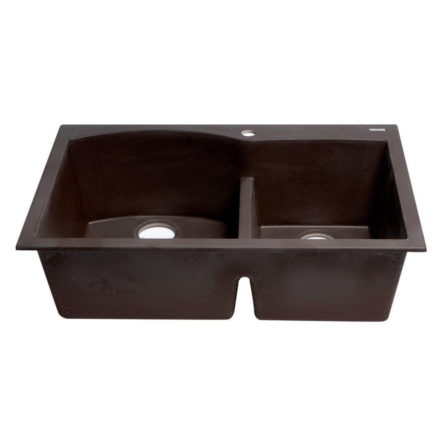 ALFI Brand AB3320DI-C Chocolate 33" Double Bowl Drop In Granite Composite Kitchen Sink