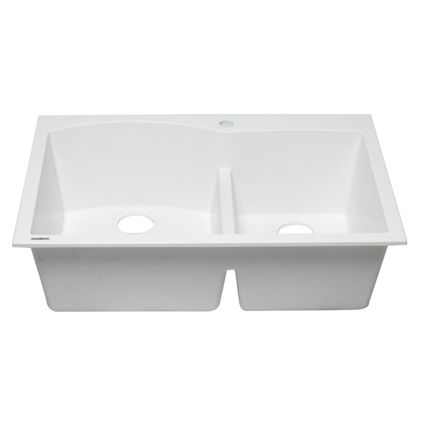 ALFI Brand AB3320DI-W White 33" Double Bowl Drop In Granite Composite Kitchen Sink