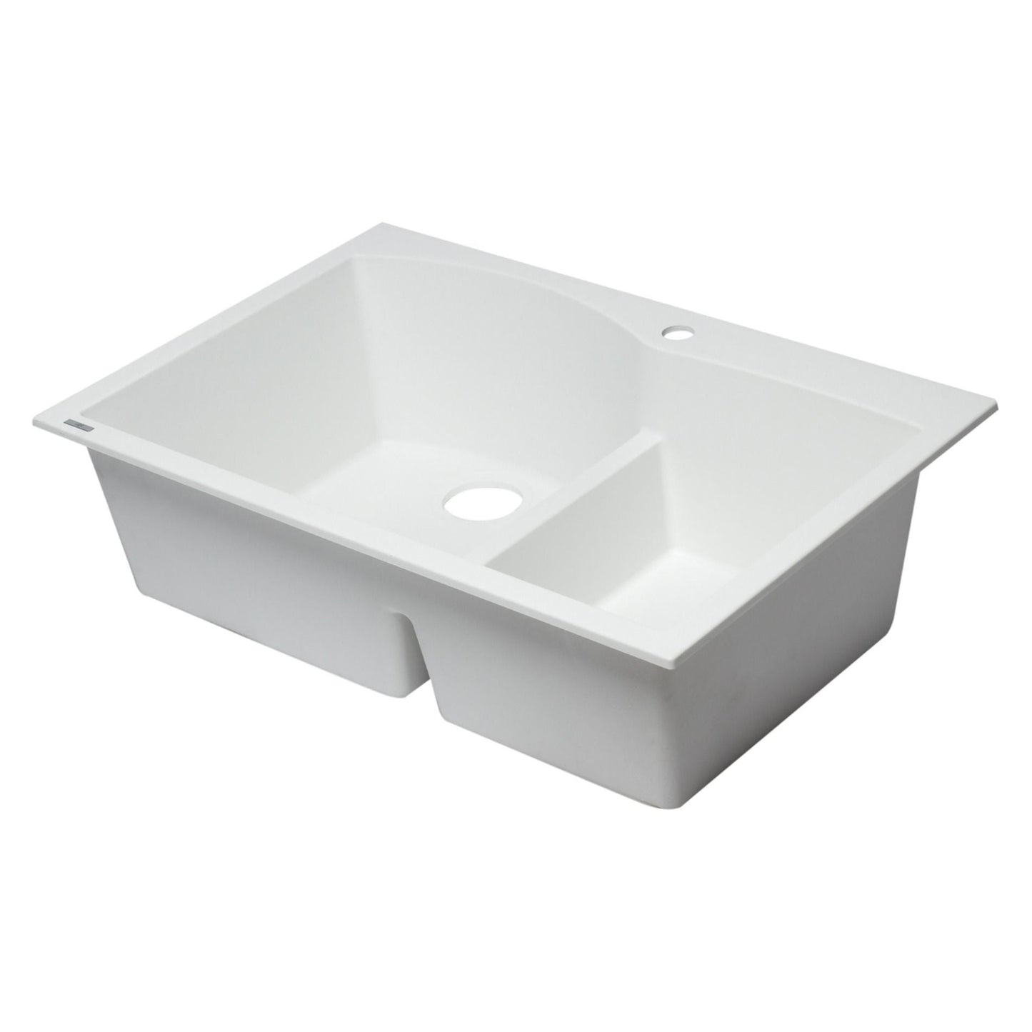 ALFI Brand AB3320DI-W White 33" Double Bowl Drop In Granite Composite Kitchen Sink