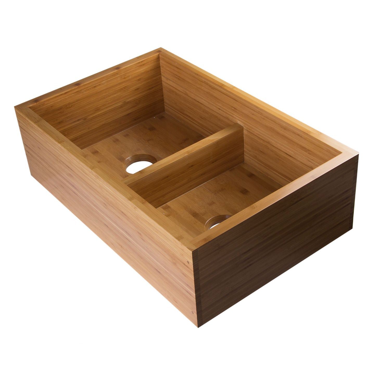 ALFI Brand AB3321 33" Double Bowl Bamboo Kitchen Farm Sink