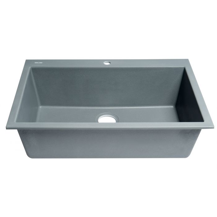 ALFI Brand AB3322DI-T Titanium 33" Single Bowl Drop In Granite Composite Kitchen Sink