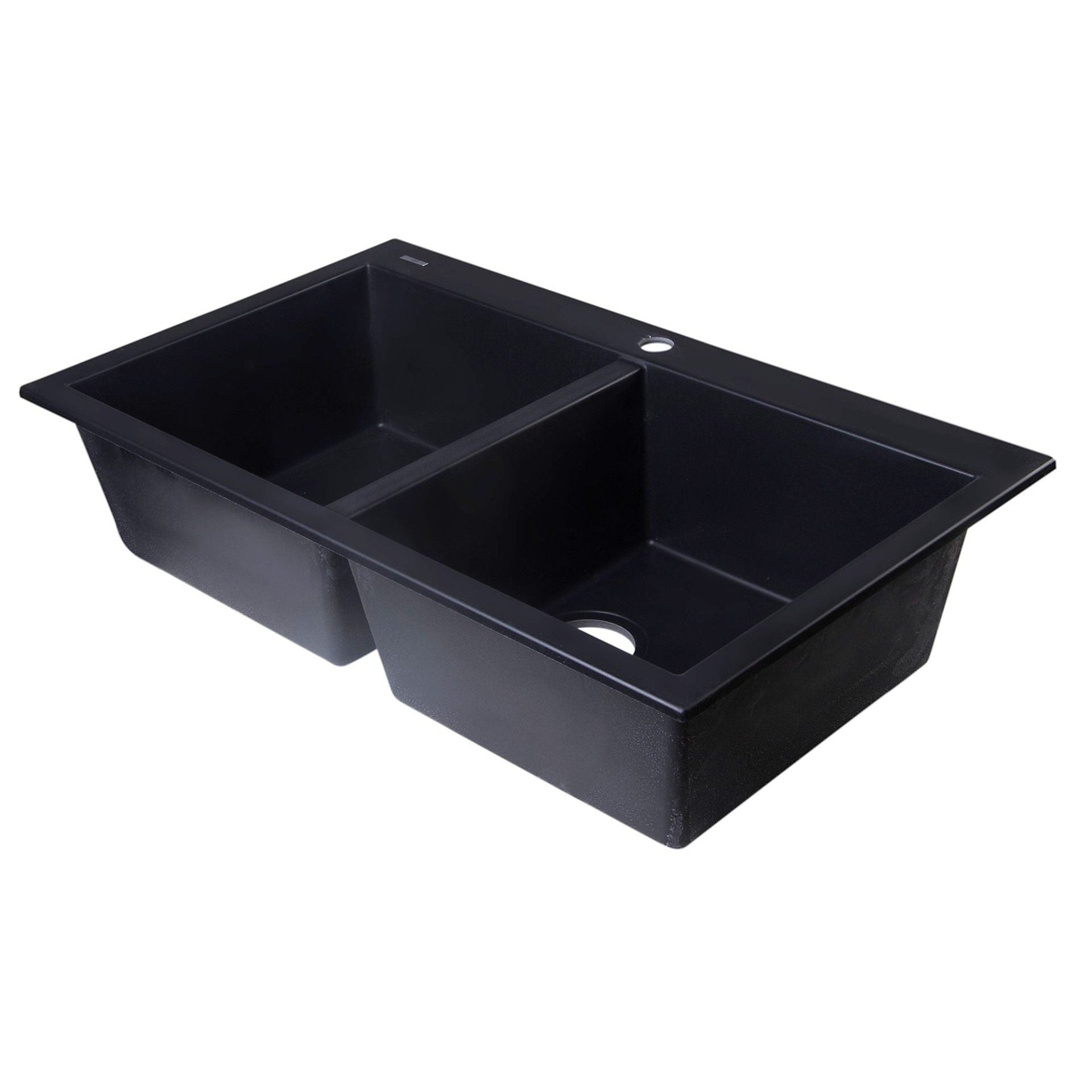 ALFI Brand AB3420DI-BLA Black 34" Drop-In Double Bowl Granite Composite Kitchen Sink