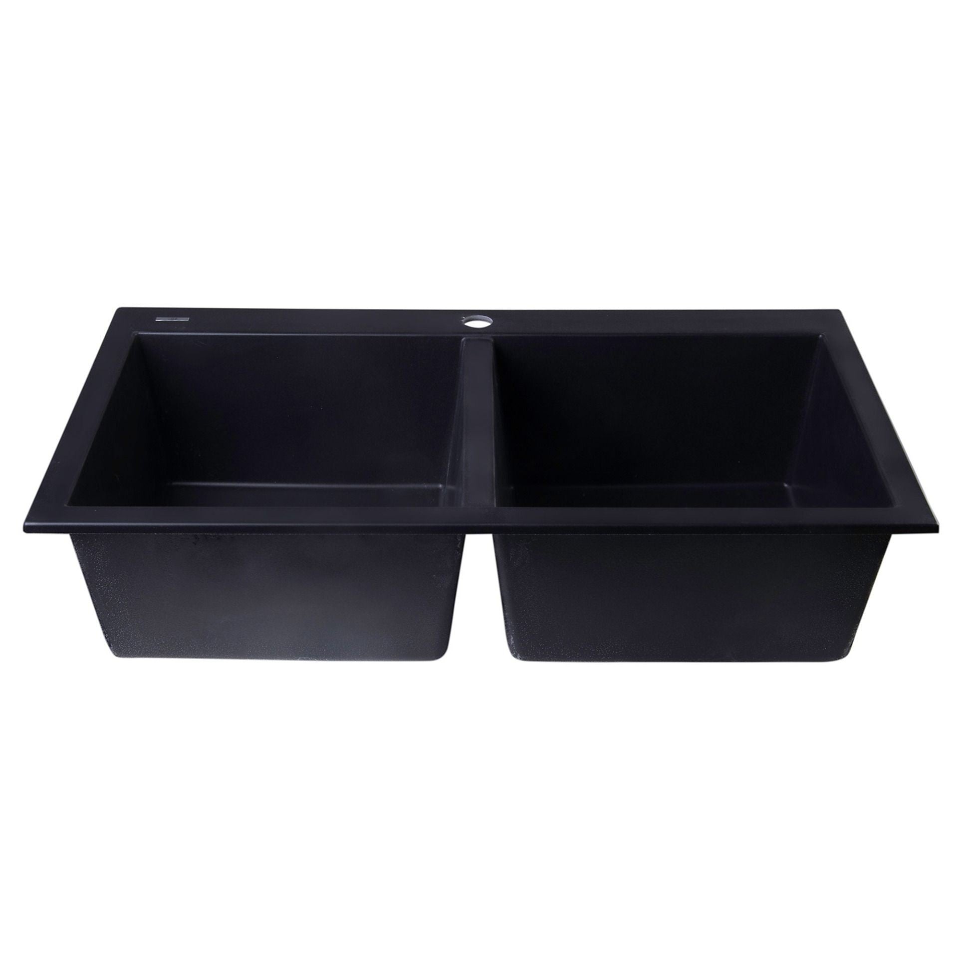 ALFI Brand AB3420DI-BLA Black 34" Drop-In Double Bowl Granite Composite Kitchen Sink