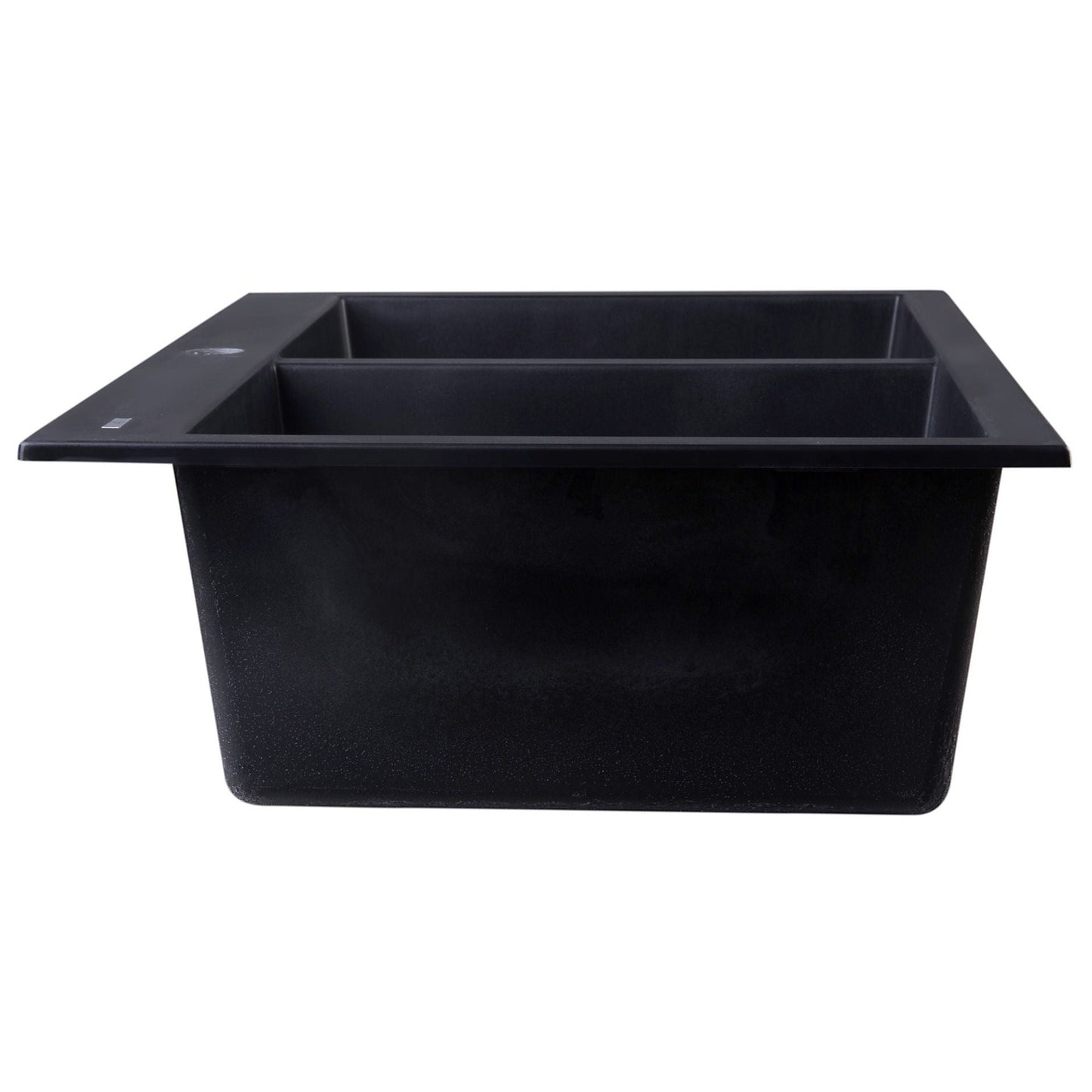 ALFI Brand AB3420DI-BLA Black 34" Drop-In Double Bowl Granite Composite Kitchen Sink