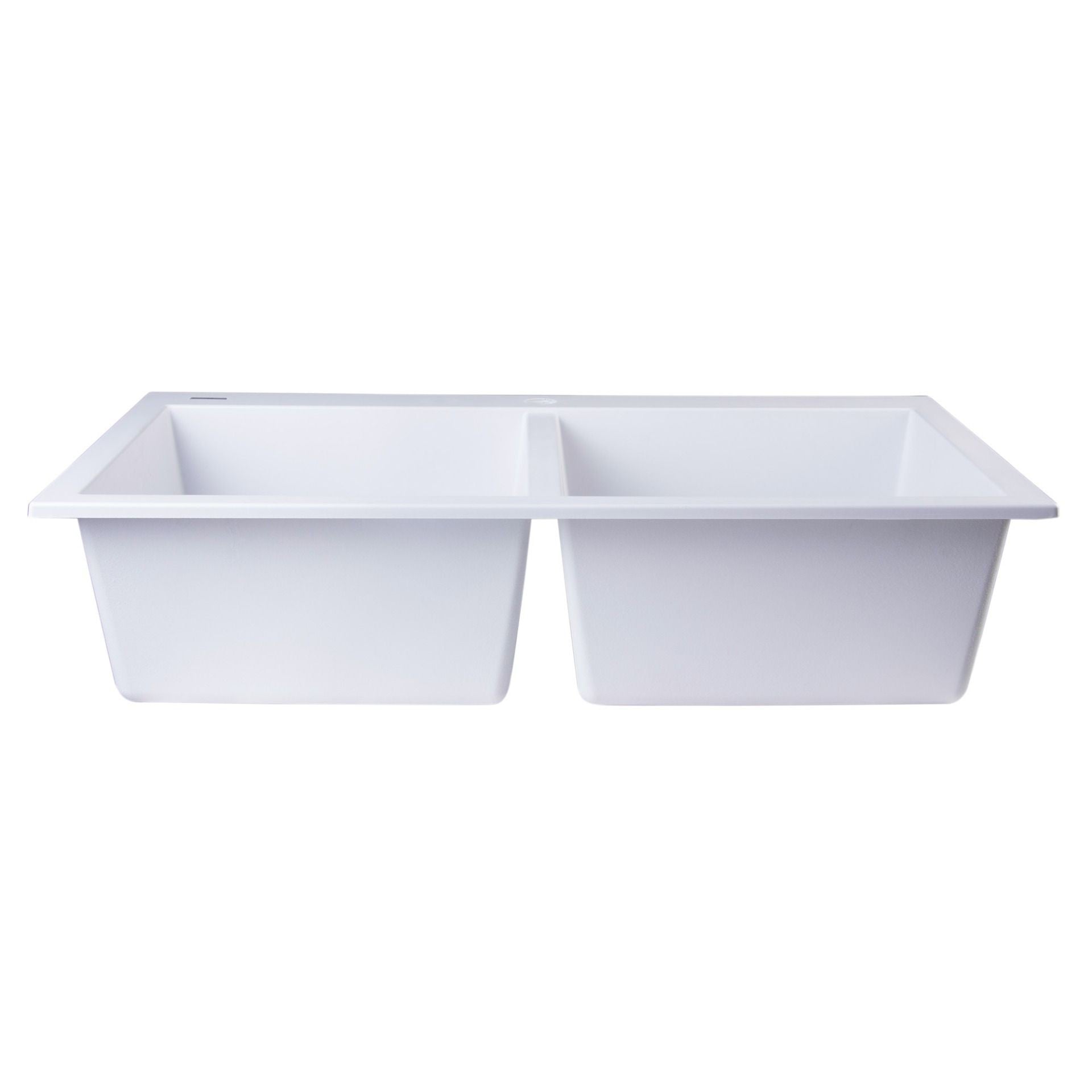 ALFI Brand AB3420DI-W White 34" Drop-In Double Bowl Granite Composite Kitchen Sink