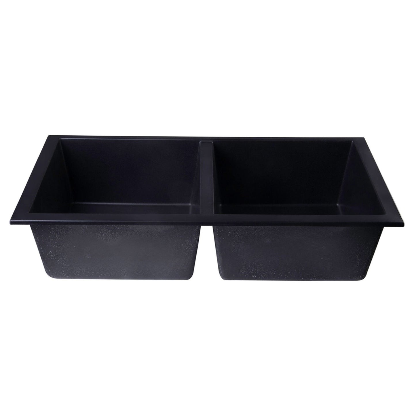 ALFI Brand AB3420UM-BLA Black 34" Undermount Double Bowl Granite Composite Kitchen Sink