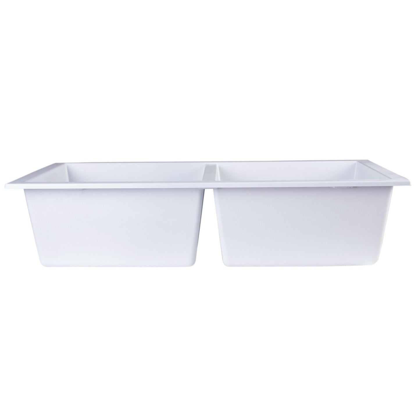 ALFI Brand AB3420UM-W White 34" Undermount Double Bowl Granite Composite Kitchen Sink