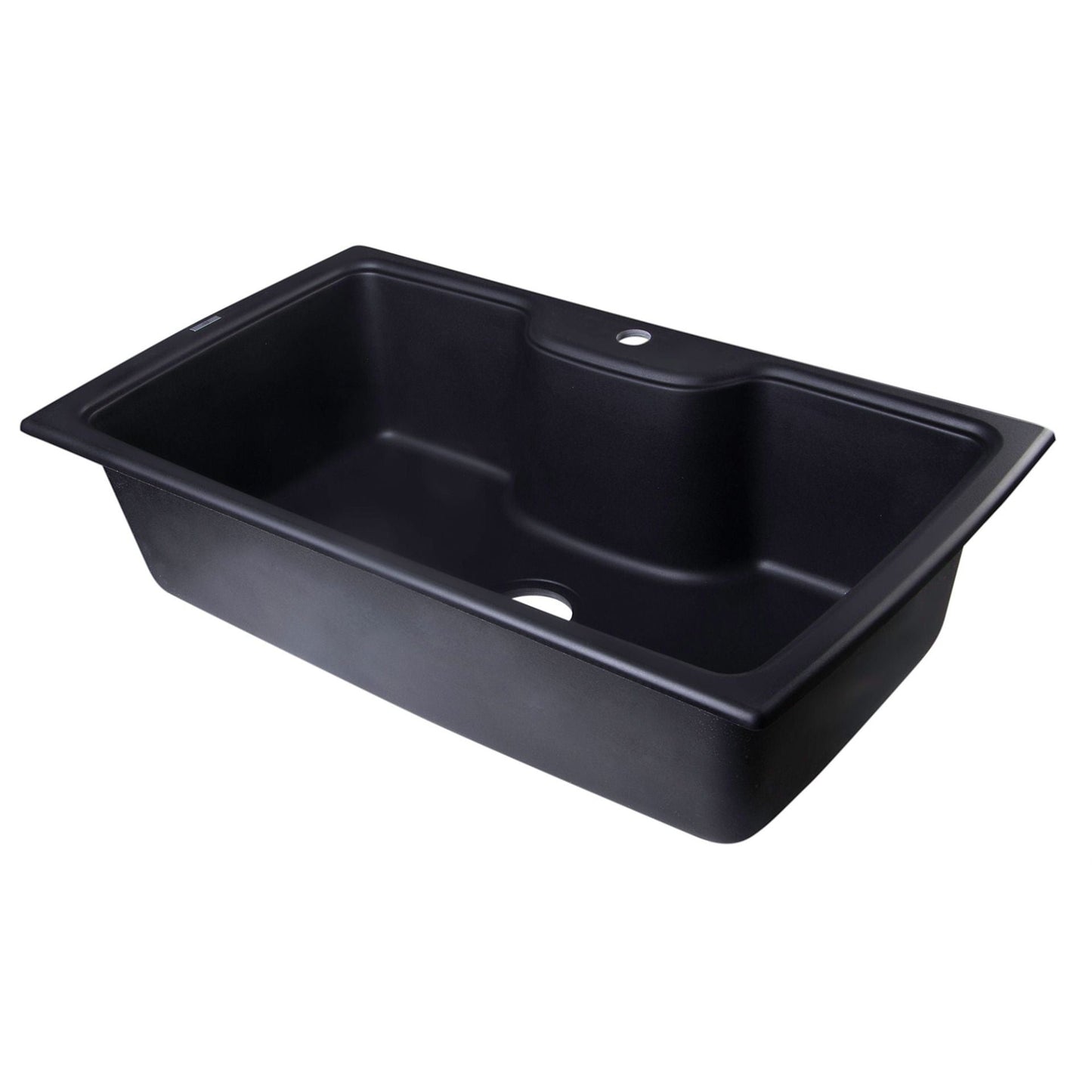 ALFI Brand AB3520DI-BLA Black 35" Drop-In Single Bowl Granite Composite Kitchen Sink