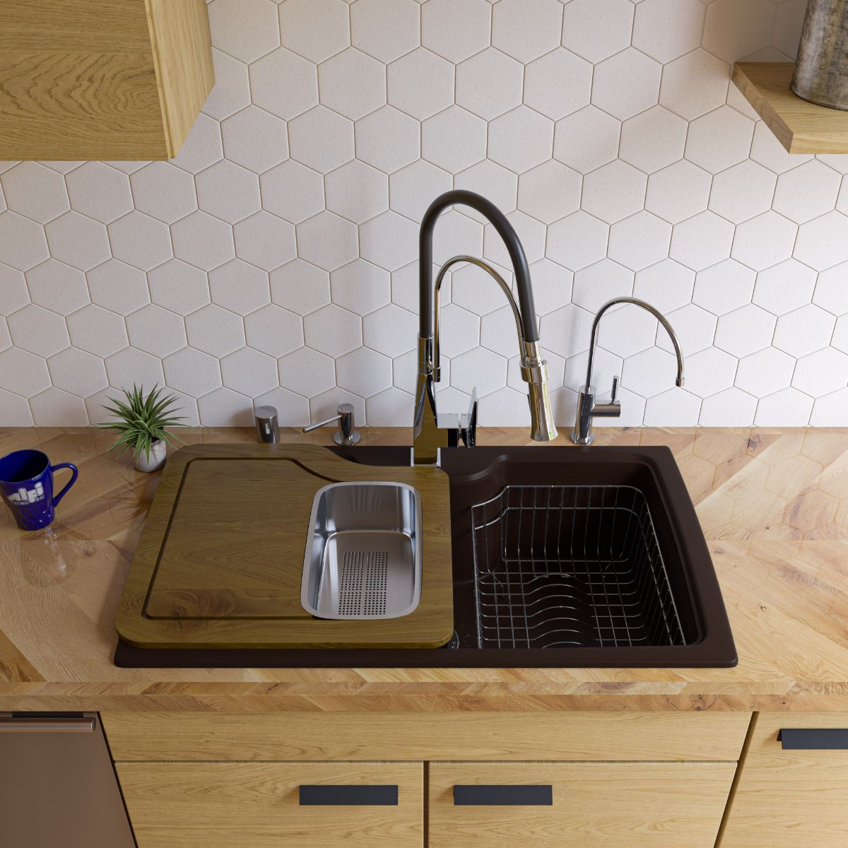ALFI Brand AB3520DI-C Chocolate 35" Drop-In Single Bowl Granite Composite Kitchen Sink