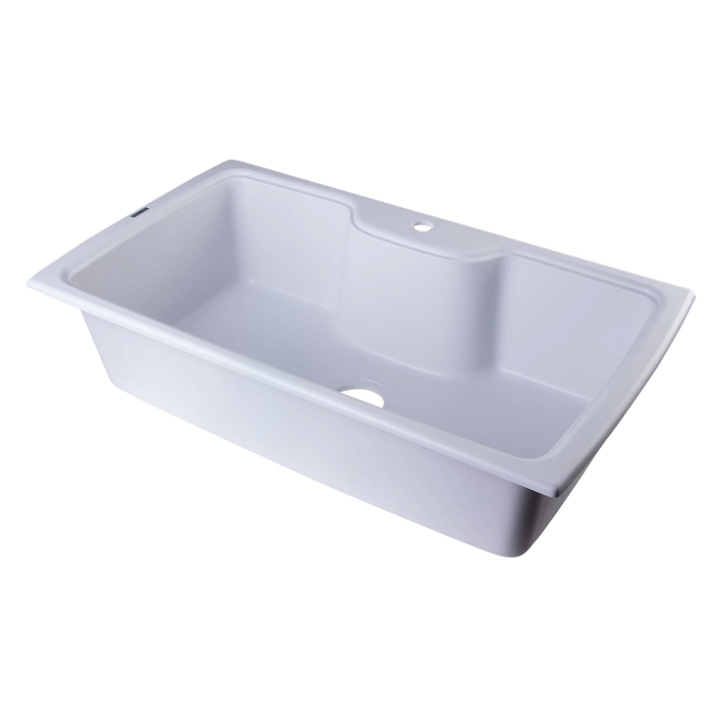 ALFI Brand AB3520DI-W White 35" Drop-In Single Bowl Granite Composite Kitchen Sink
