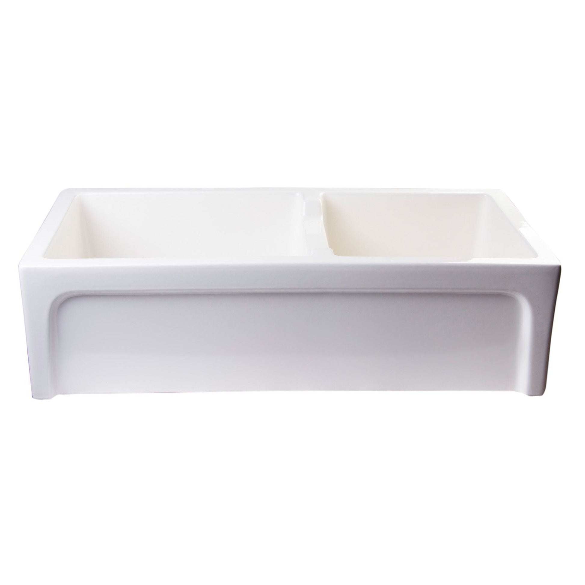 ALFI Brand AB3618ARCH-B 36" Biscuit Arched Apron Thick Wall Fireclay Double Bowl Farm Sink