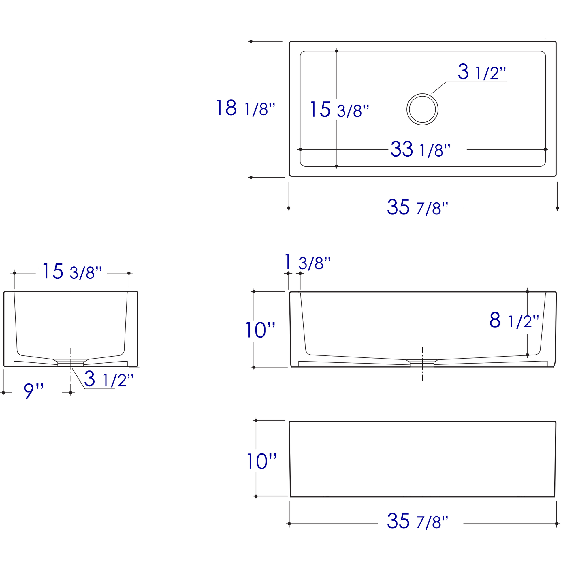 ALFI Brand AB3618HS-B 36 inch Biscuit Reversible Smooth / Fluted Single Bowl Fireclay Farm Sink