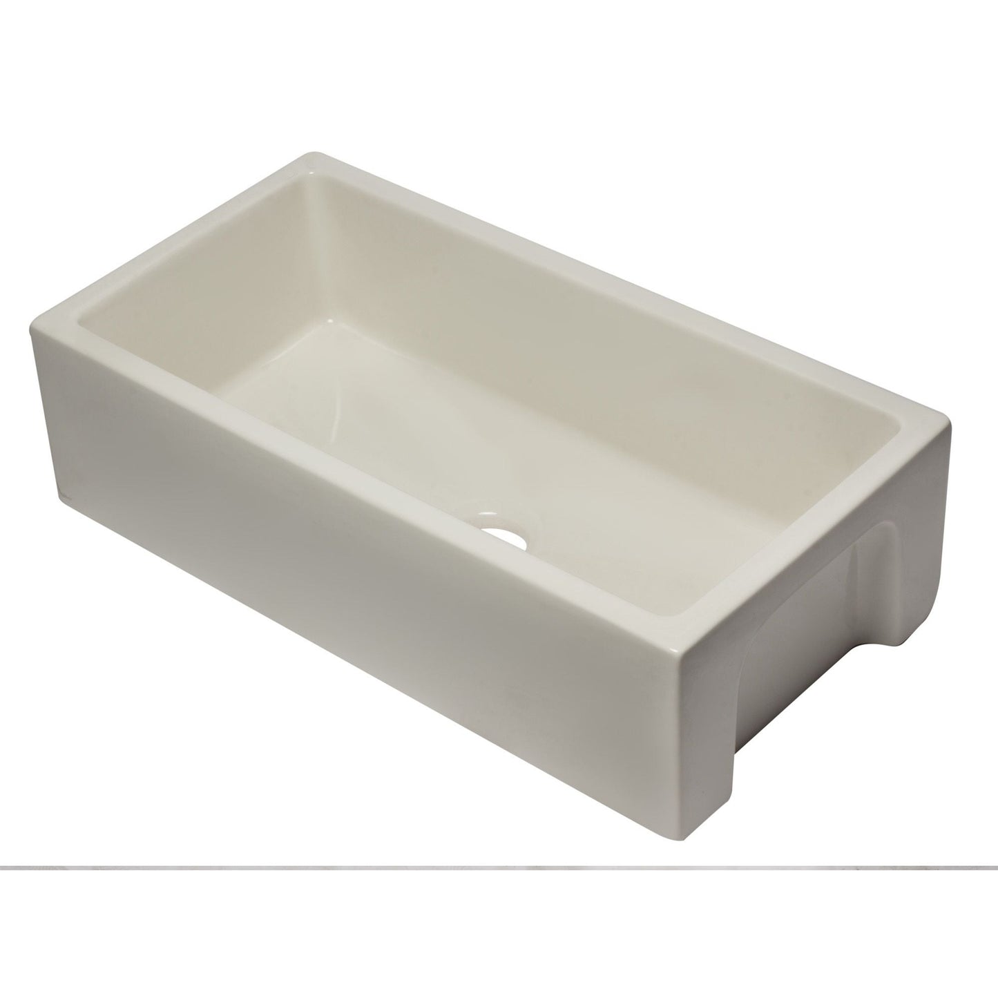 ALFI Brand AB3618HS-B 36 inch Biscuit Reversible Smooth / Fluted Single Bowl Fireclay Farm Sink