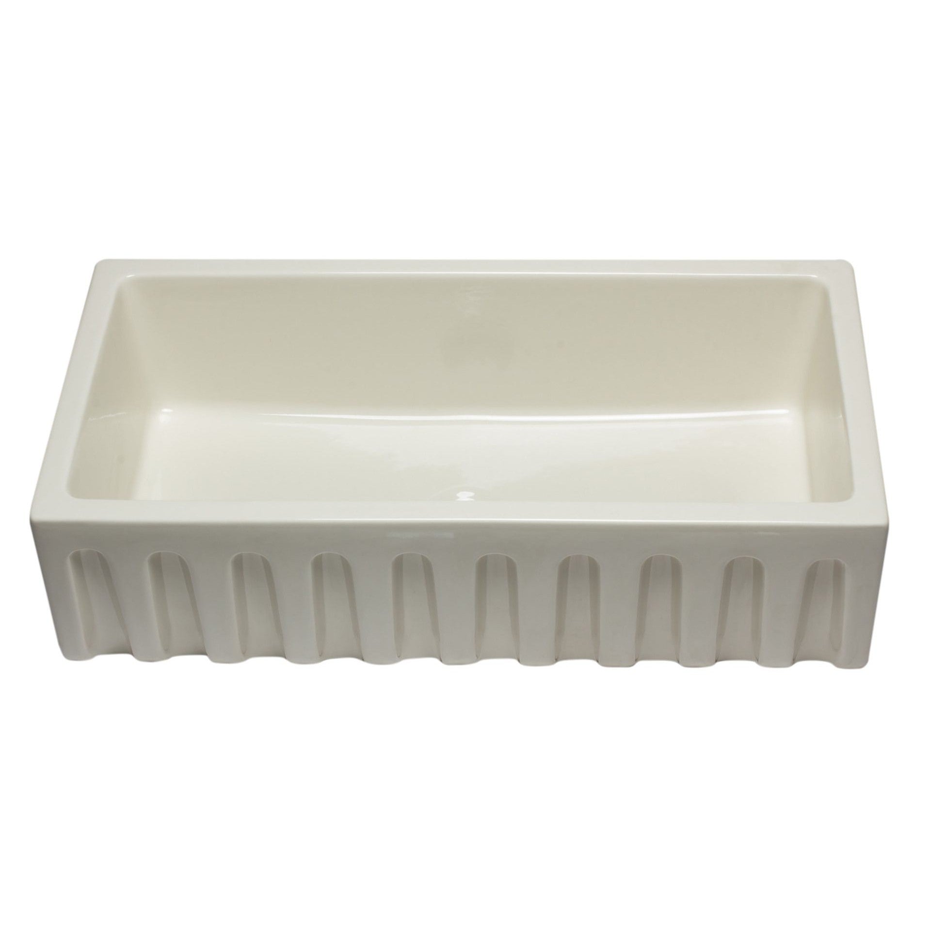 ALFI Brand AB3618HS-B 36 inch Biscuit Reversible Smooth / Fluted Single Bowl Fireclay Farm Sink