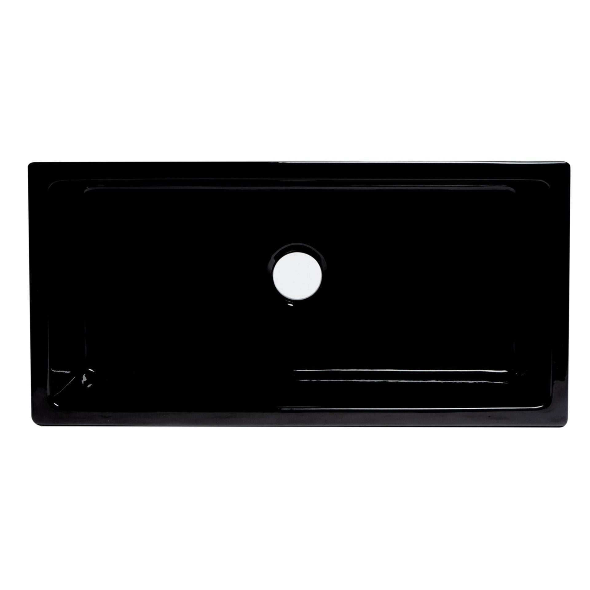 ALFI Brand AB3618HS-BG 36" Black Gloss Reversible Smooth / Fluted Single Bowl Fireclay Farm Sink