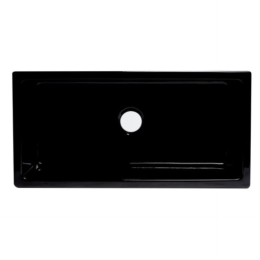 ALFI Brand AB3618HS-BG 36" Black Gloss Reversible Smooth / Fluted Single Bowl Fireclay Farm Sink