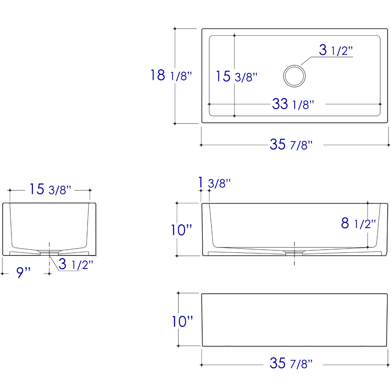 ALFI Brand AB3618HS-BM 36" Black Matte Reversible Smooth / Fluted Single Bowl Fireclay Farm Sink