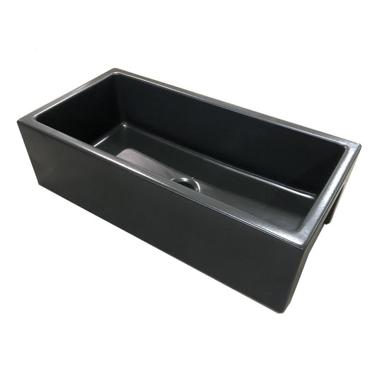 ALFI Brand AB3618HS-BM 36" Black Matte Reversible Smooth / Fluted Single Bowl Fireclay Farm Sink