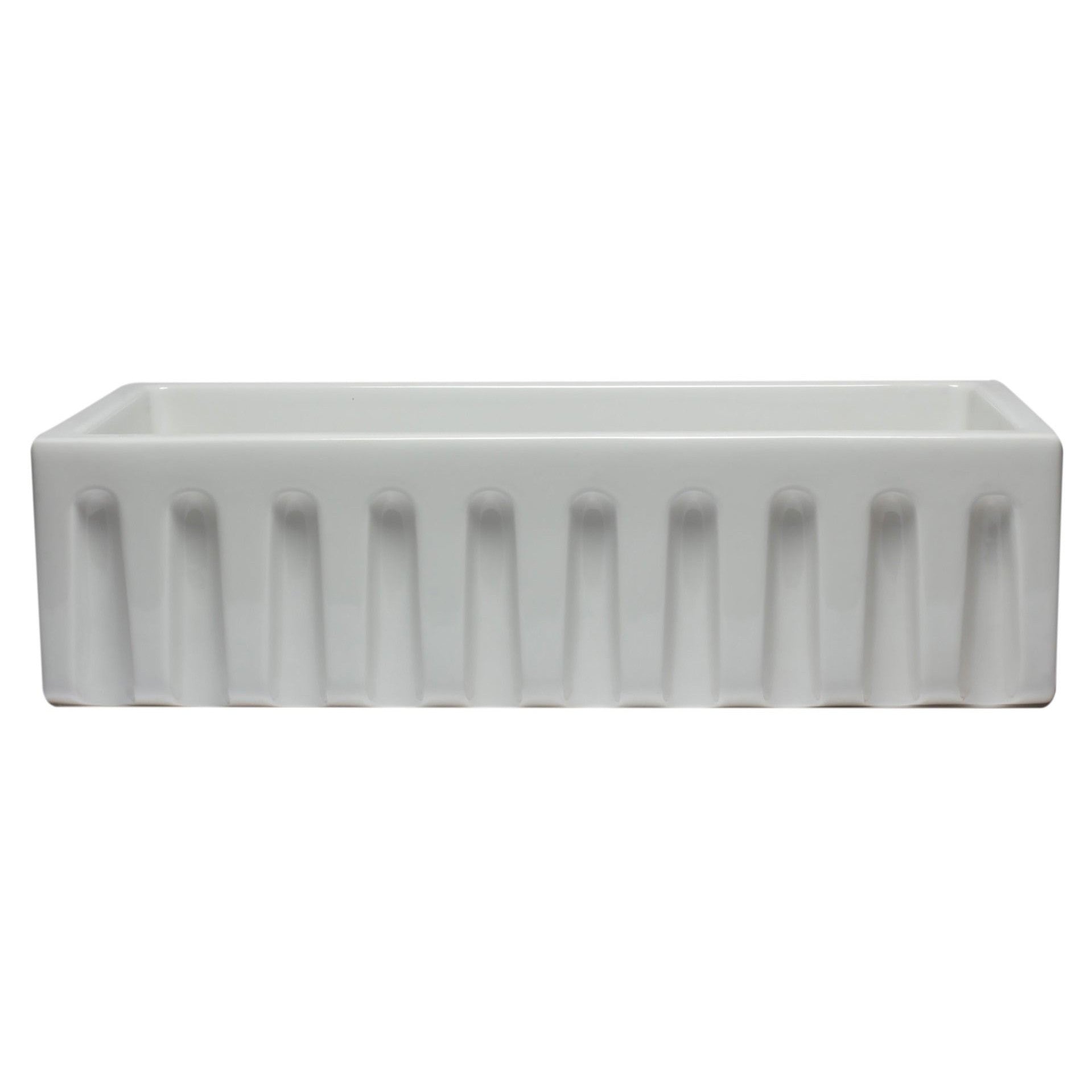 ALFI Brand AB3618HS-W 36 inch White Reversible Smooth / Fluted Single Bowl Fireclay Farm Sink