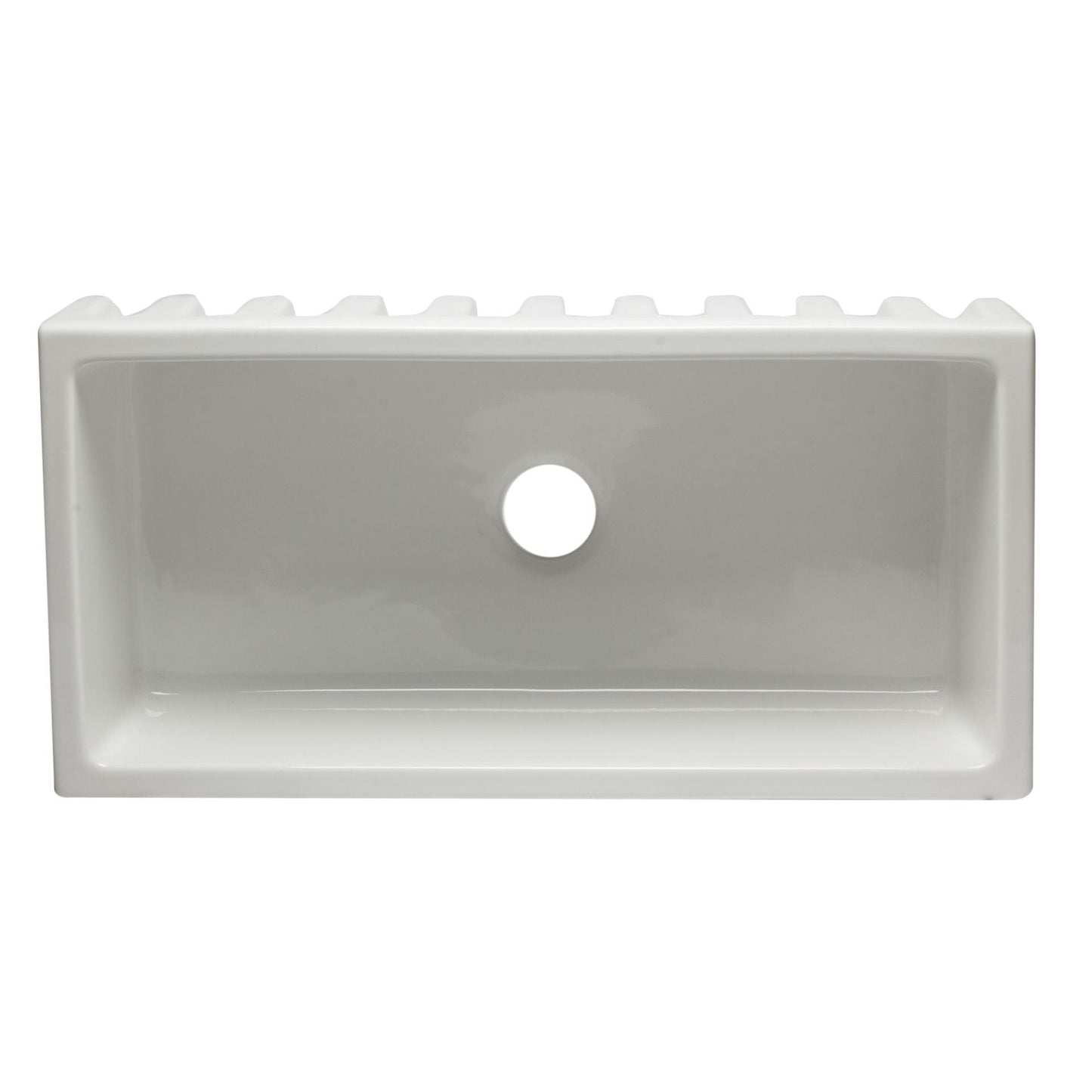 ALFI Brand AB3618HS-W 36 inch White Reversible Smooth / Fluted Single Bowl Fireclay Farm Sink