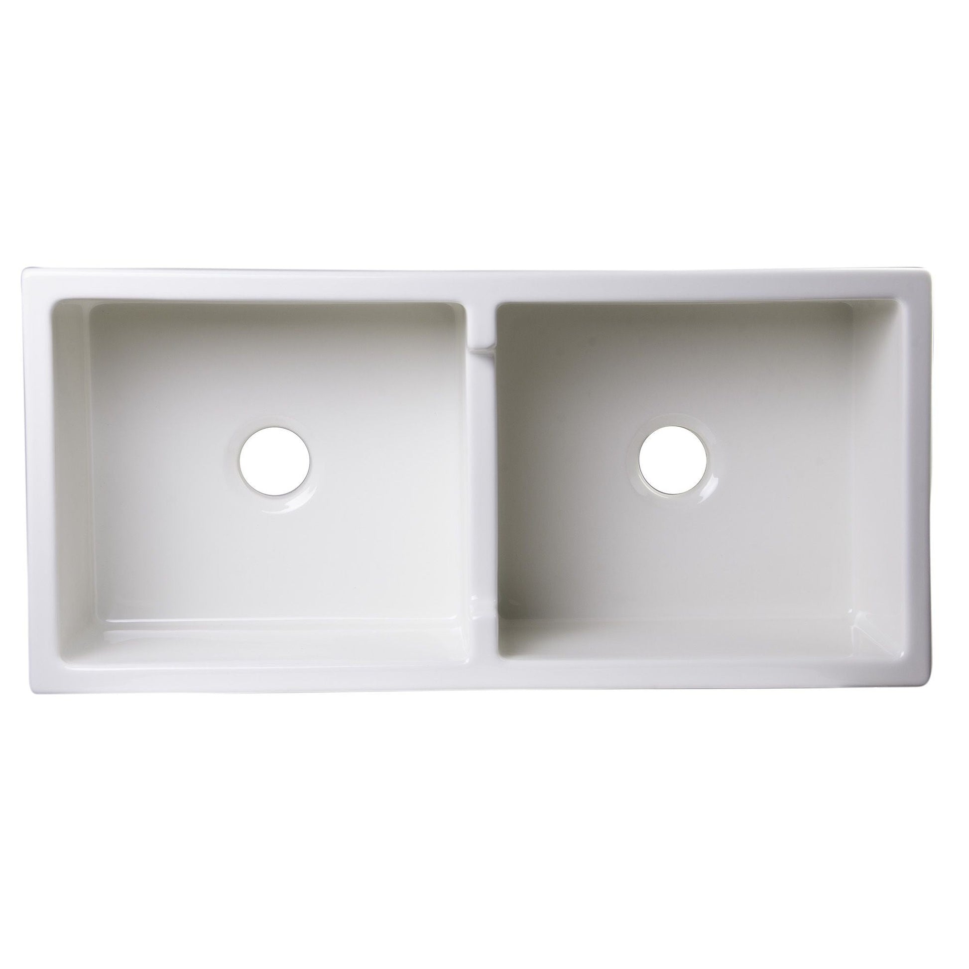 ALFI Brand AB3918DB-B 39" Biscuit Smooth Apron Thick Wall Fireclay Double Bowl Farm Sink