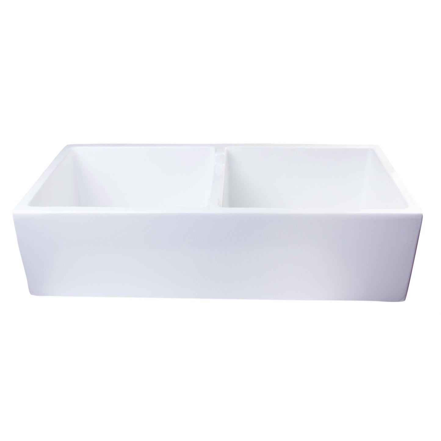 ALFI Brand AB3918DB-W 39" White Smooth Apron Thick Wall Fireclay Double Bowl Farm Sink