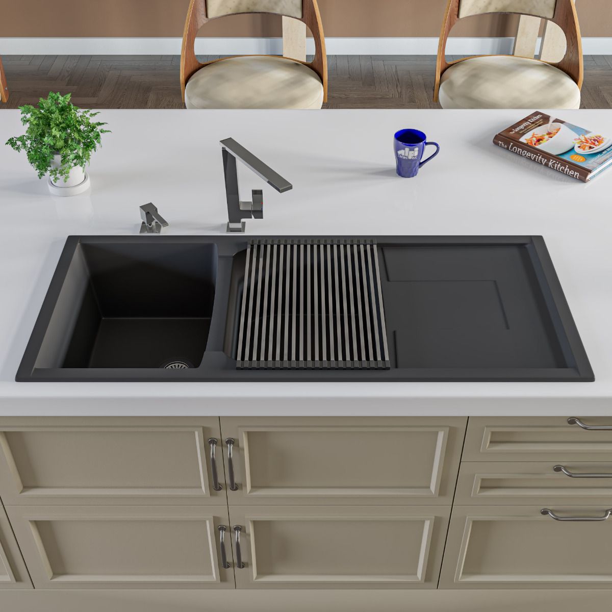 ALFI brand AB3220DI 32 Drop-In Double Bowl Granite Composite