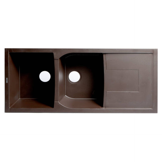 ALFI Brand AB4620DI-C Chocolate 46" Double Bowl Granite Composite Kitchen Sink with Drainboard