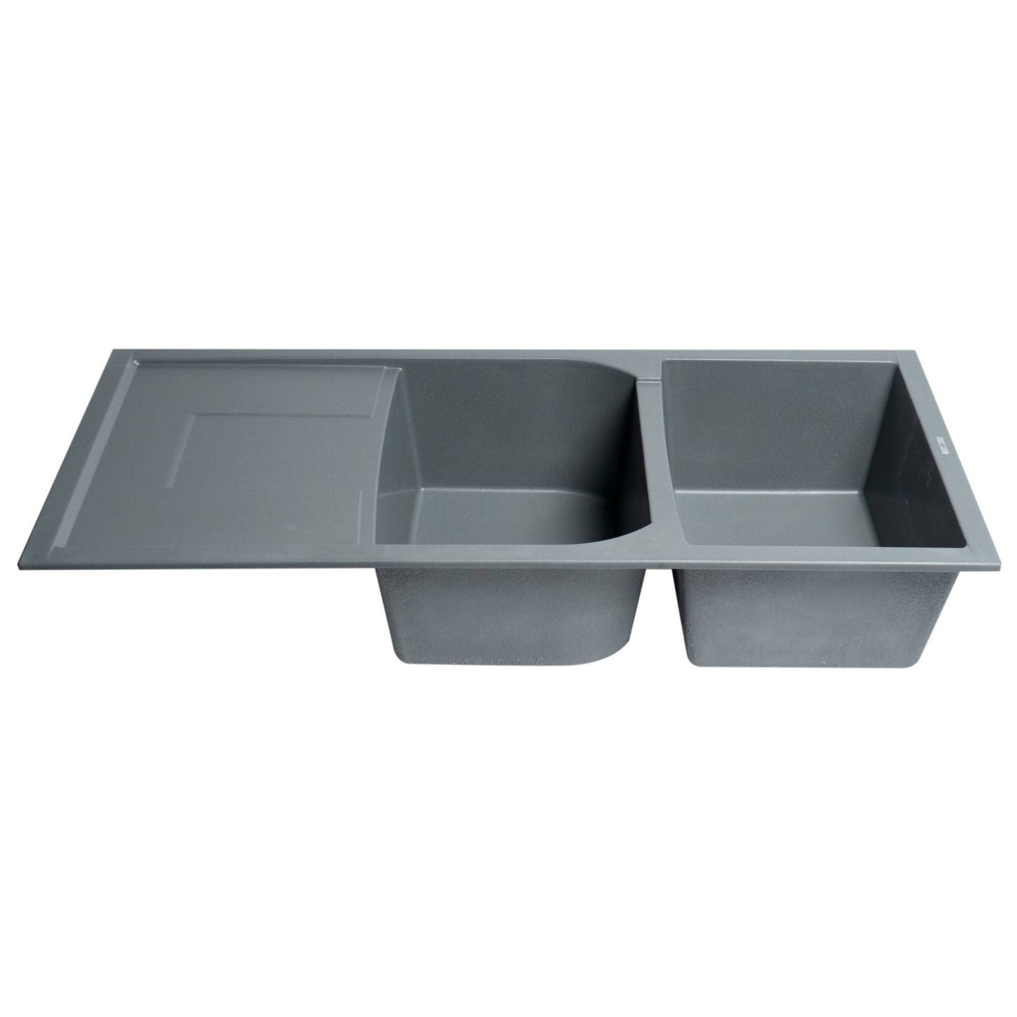 ALFI Brand AB4620DI-T Titanium 46" Double Bowl Granite Composite Kitchen Sink with Drainboard