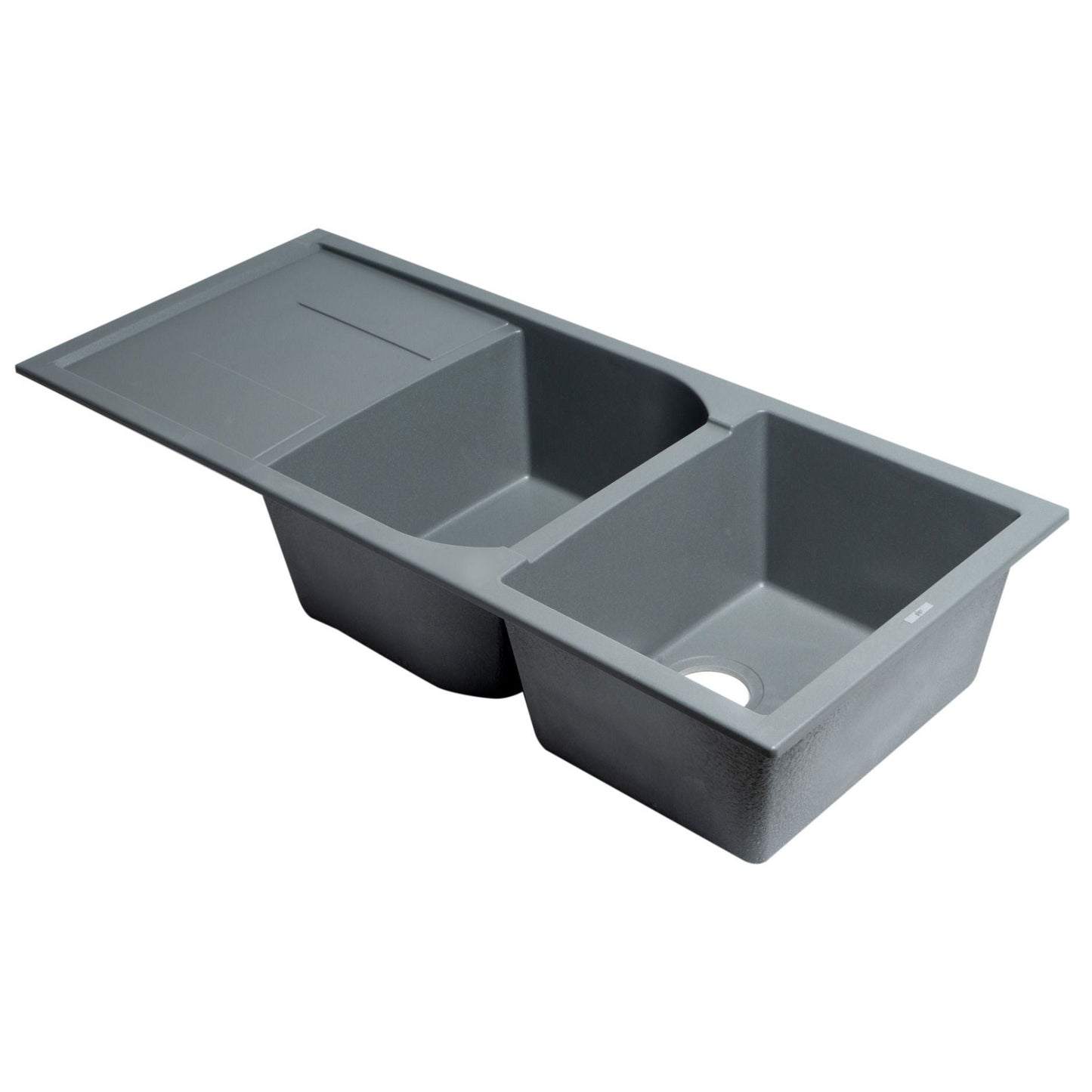 ALFI Brand AB4620DI-T Titanium 46" Double Bowl Granite Composite Kitchen Sink with Drainboard