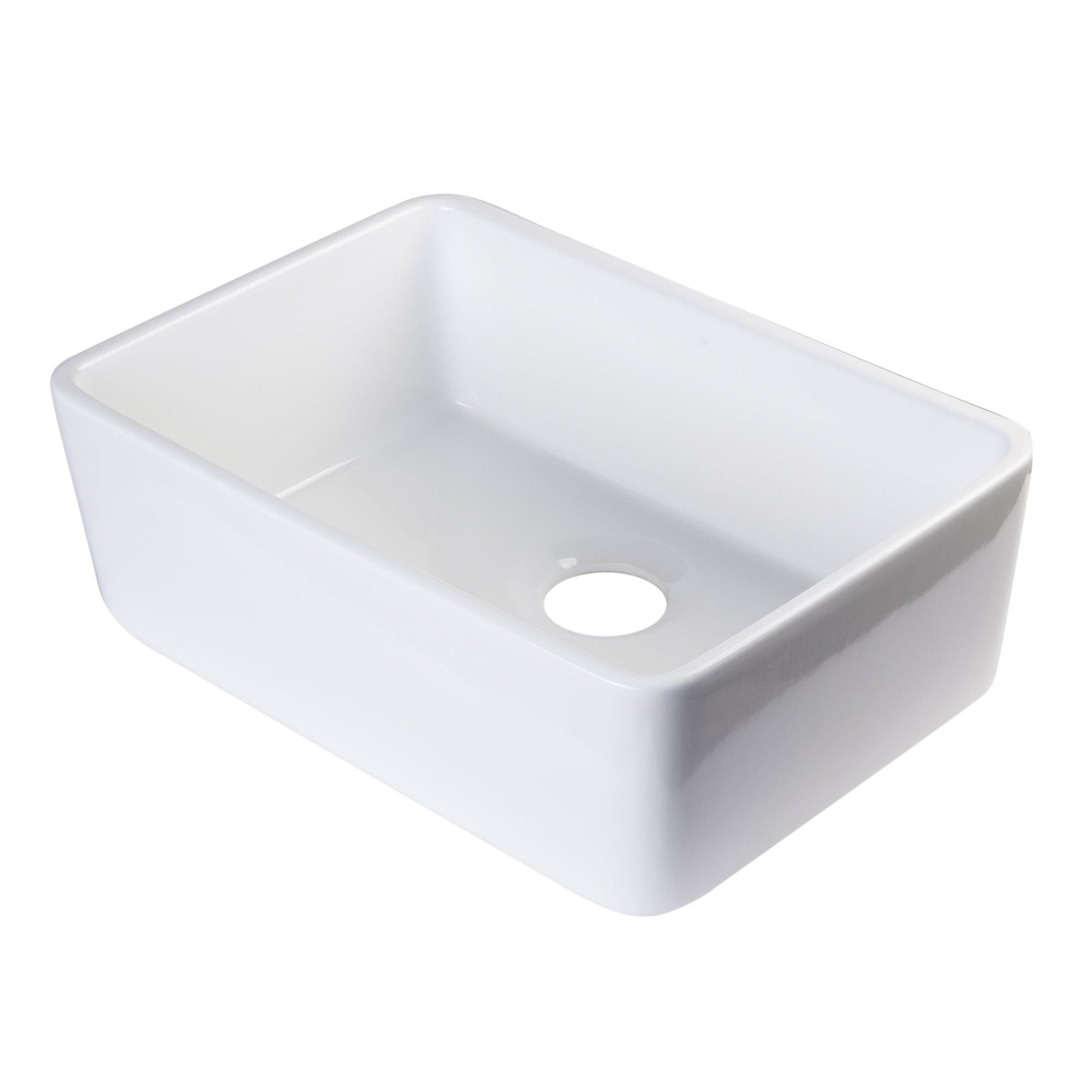 ALFI Brand AB503UM-W 24 inch White Single Bowl Fireclay Undermount Kitchen Sink