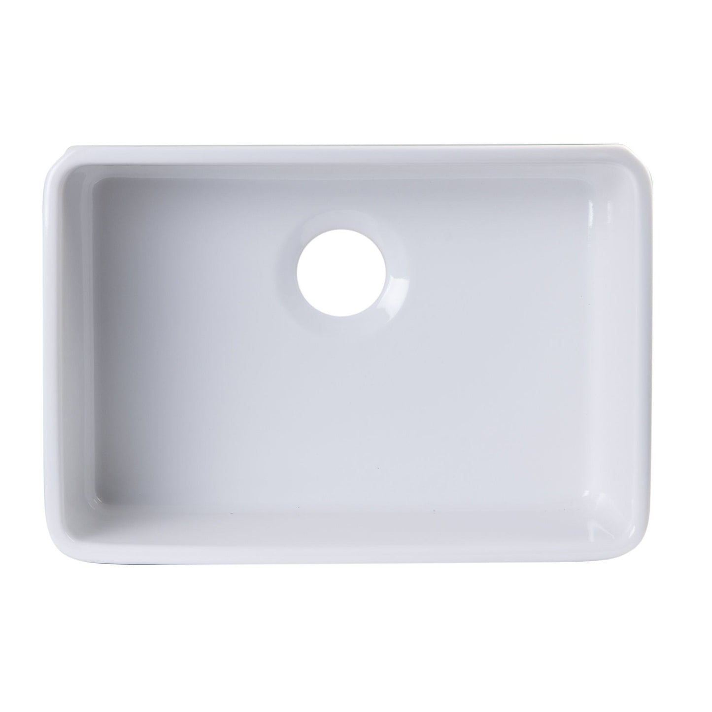 ALFI Brand AB503UM-W 24 inch White Single Bowl Fireclay Undermount Kitchen Sink