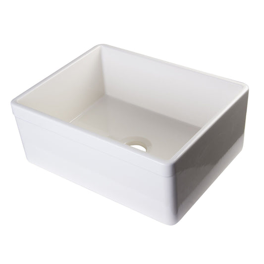 ALFI Brand AB506-B Biscuit 26" Decorative Lip Apron Single Bowl Fireclay Farmhouse Kitchen Sink