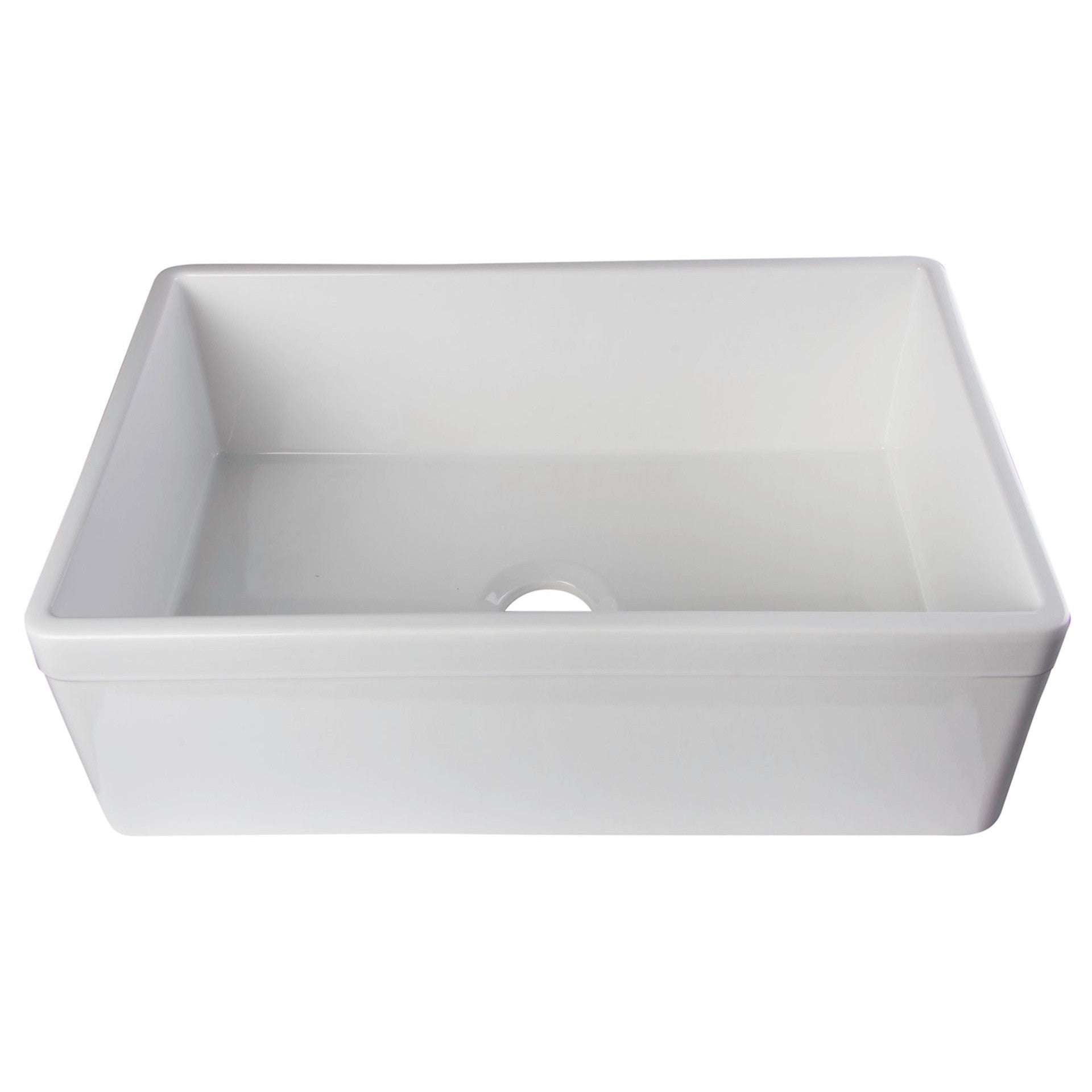 ALFI Brand AB511-W White 30" Decorative Lip Apron Single Bowl Fireclay Farmhouse Kitchen Sink