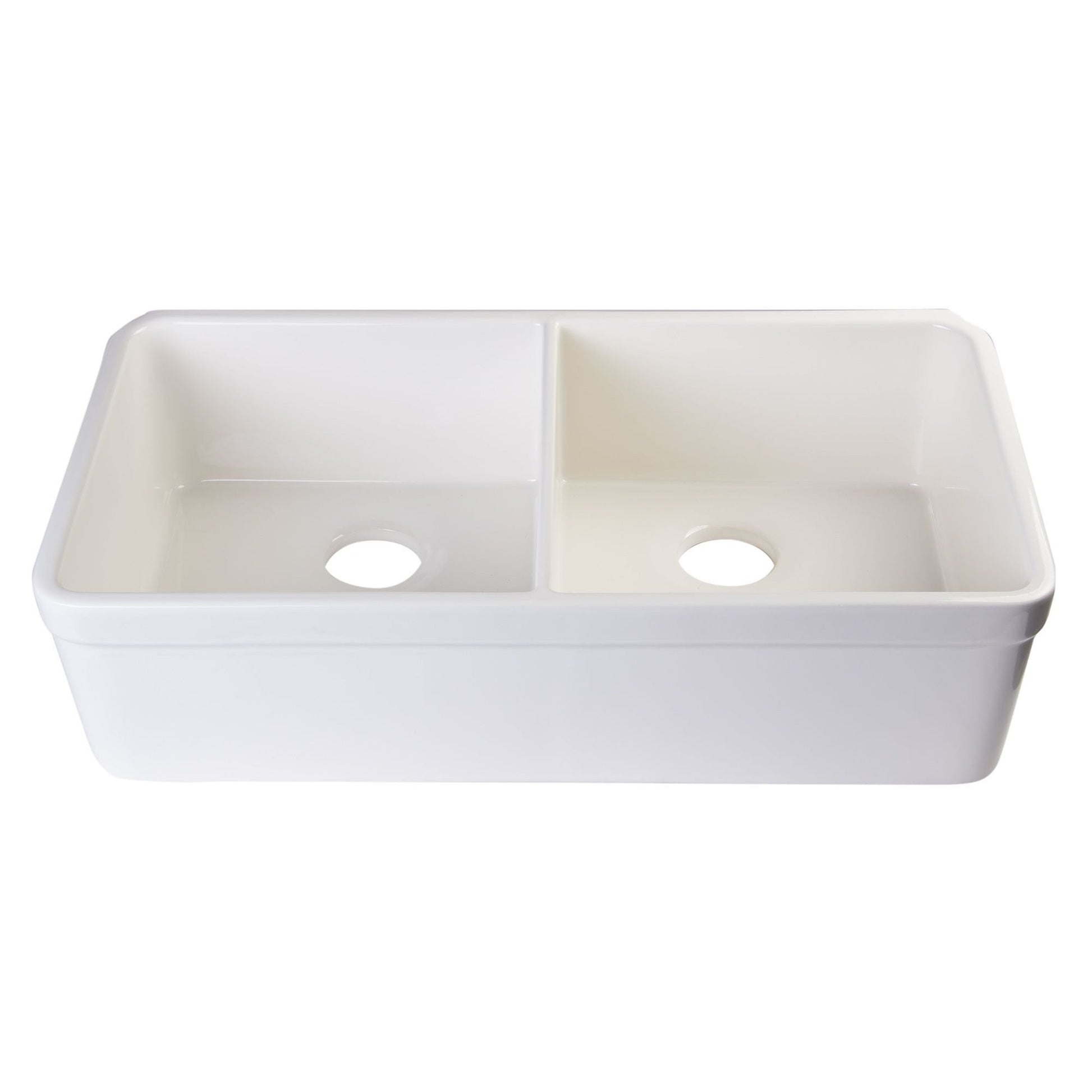 ALFI Brand AB512-B Biscuit 32" Double Bowl Lip Apron Fireclay Farmhouse Kitchen Sink with 1 3/4" Lip