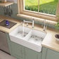 ALFI Brand AB512-W White 32" Double Bowl Lip Apron Fireclay Farmhouse Kitchen Sink with 1 3/4" Lip