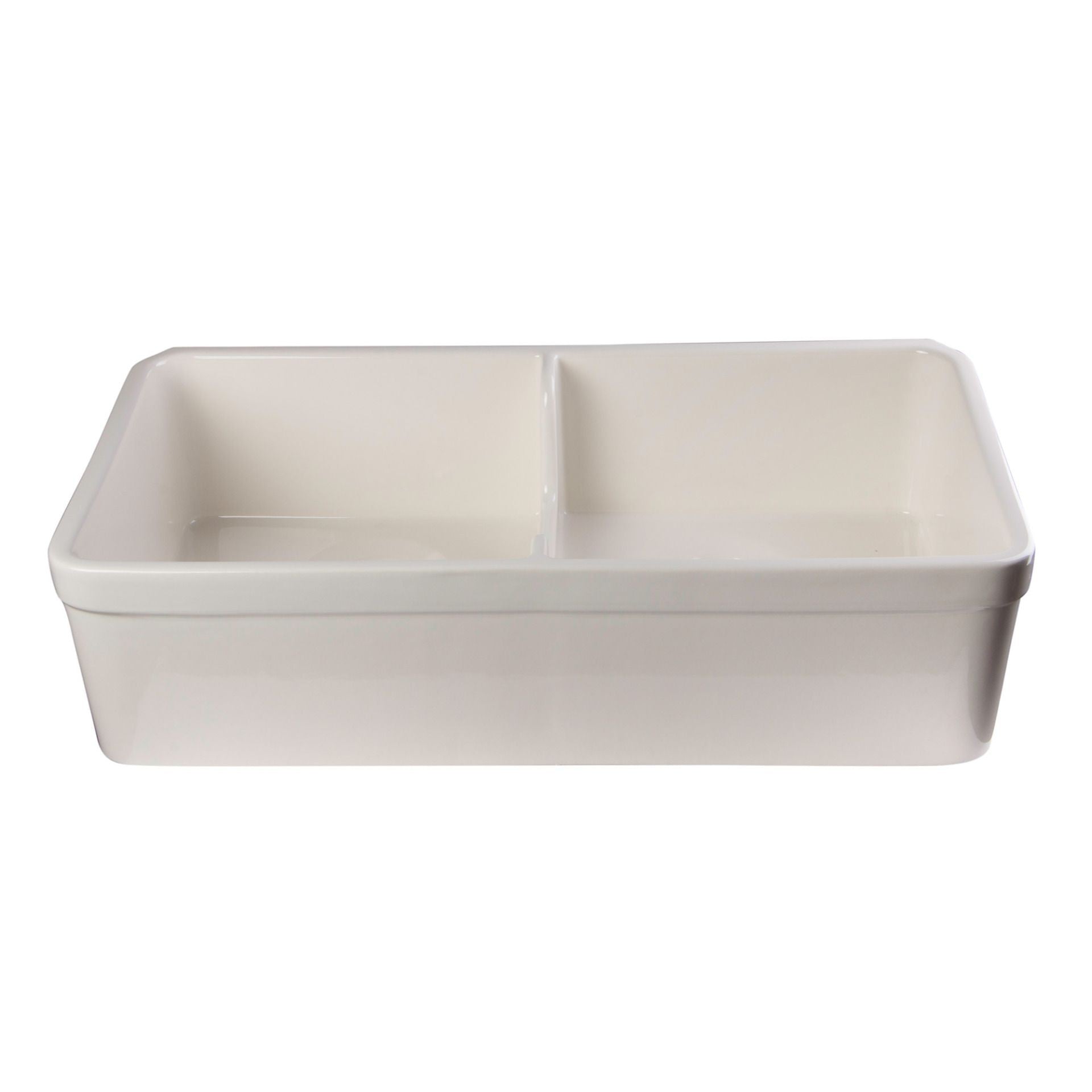 ALFI Brand AB5123-B Biscuit 32" Short Wall Double Bowl Lip Apron Fireclay Farmhouse Kitchen Sink